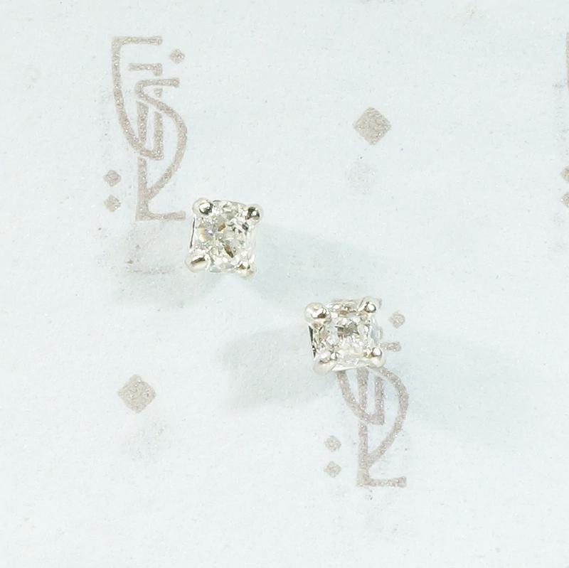 Old Mine Diamond Studs in Platinum