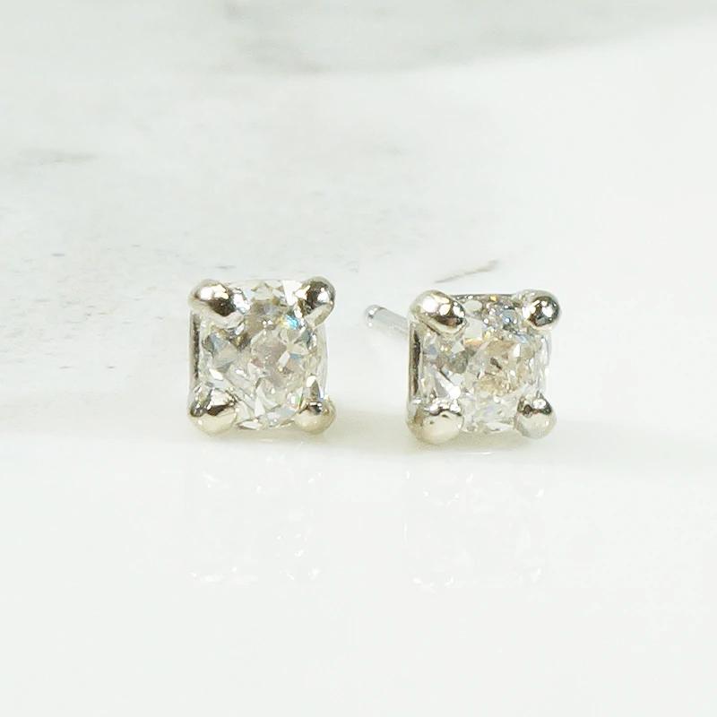 Old Mine Diamond Studs in Platinum