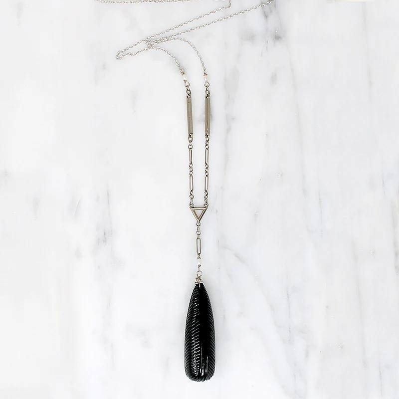 Deco Inspired Onyx & White Gold Necklace by brunet