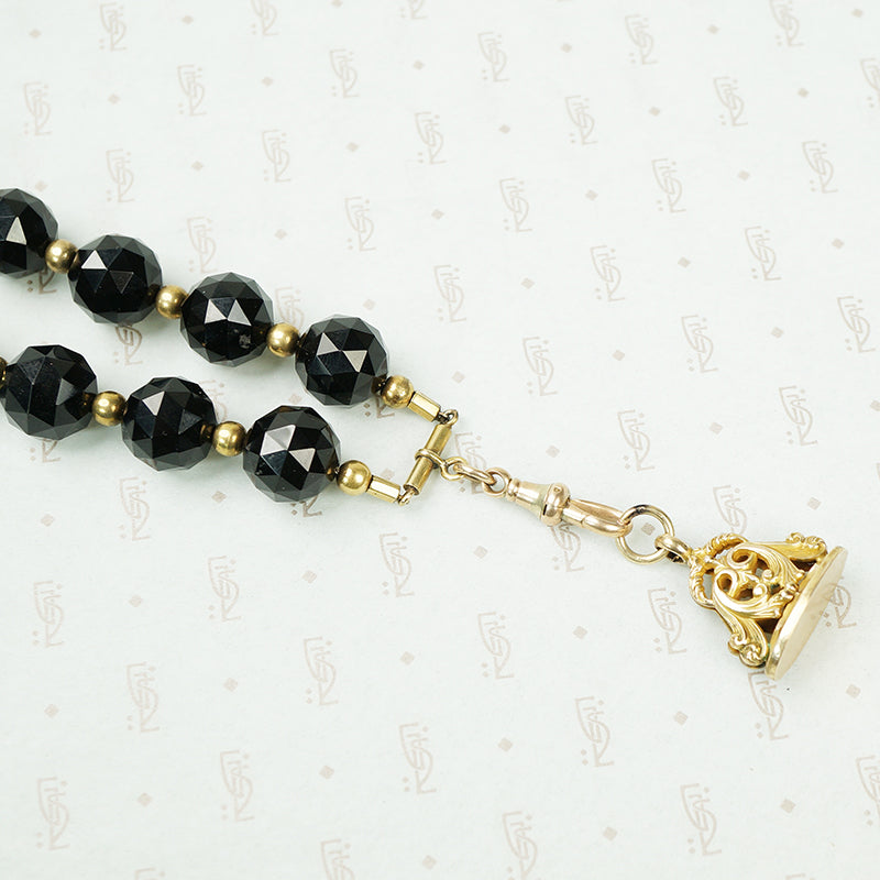Dark Sparkle Vintage Black Onyx Faceted Bead Necklace