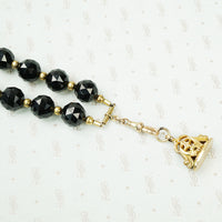 Dark Sparkle Vintage Black Onyx Faceted Bead Necklace