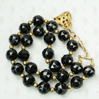 Dark Sparkle Vintage Black Onyx Faceted Bead Necklace