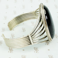 Bold Vintage Onyx Sterling Cuff Bracelet