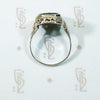 Deco Drama White Gold Filigree and Onyx Ring