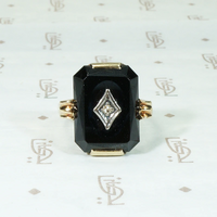 Onyx Gold & Diamond Art Deco Glamour Ring