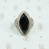 Marquis shape faceted onyx in silver filigree ring 1920's