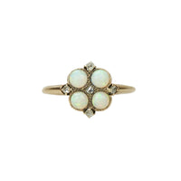 Fiery Antique Opal Ring with Rose Cut Diamonds