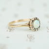 Antique Rose Cut Diamond Halo Opal Ring