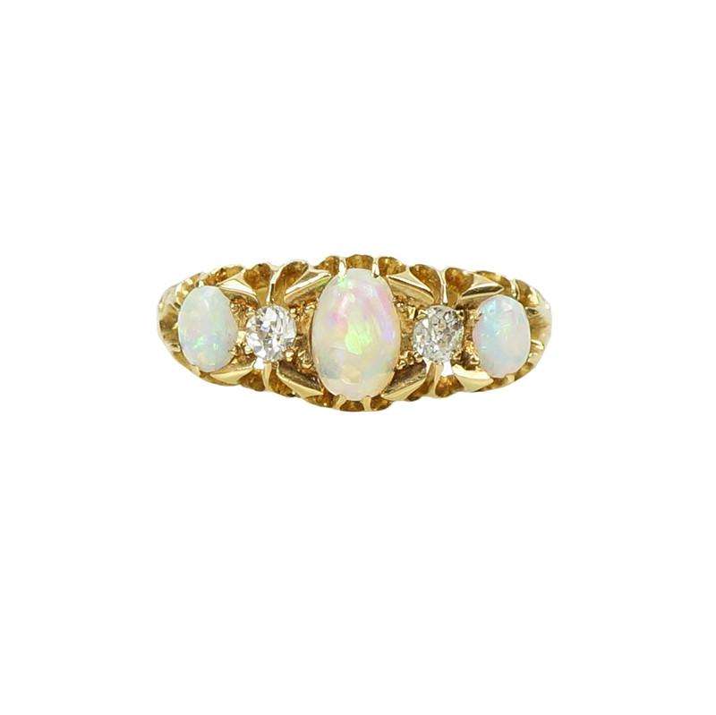Fiery Opal and Diamond Ring in 18k