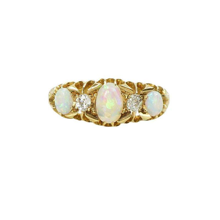 Fiery Opal and Diamond Ring in 18k