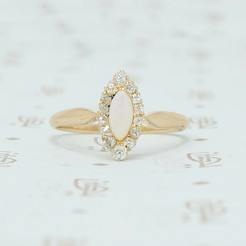 opal and omc diamond navette ring