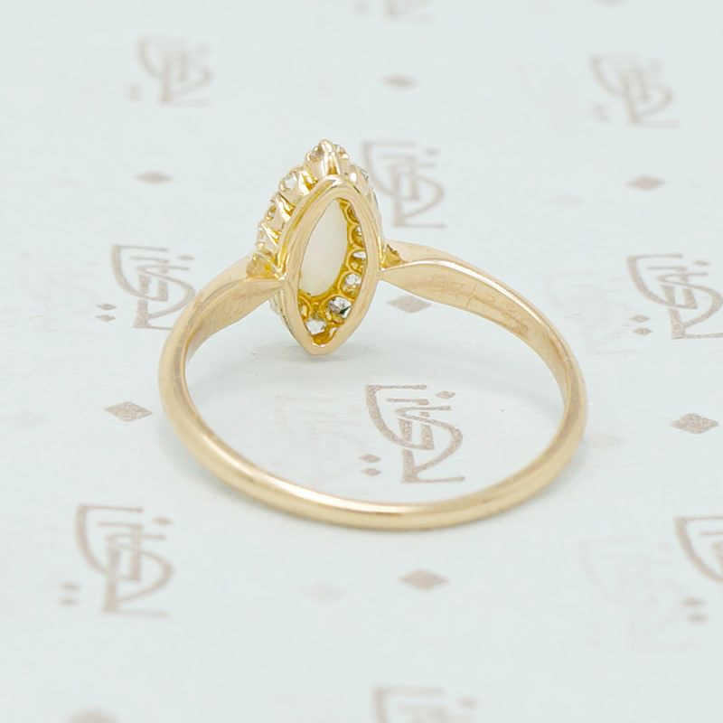 opal and omc diamond navette ring back view