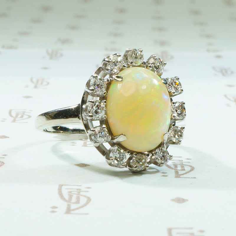 Kaleidoscope of Color Opal and Diamond Ring