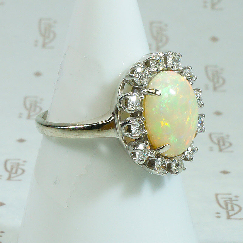 Kaleidoscope of Color Opal and Diamond Ring