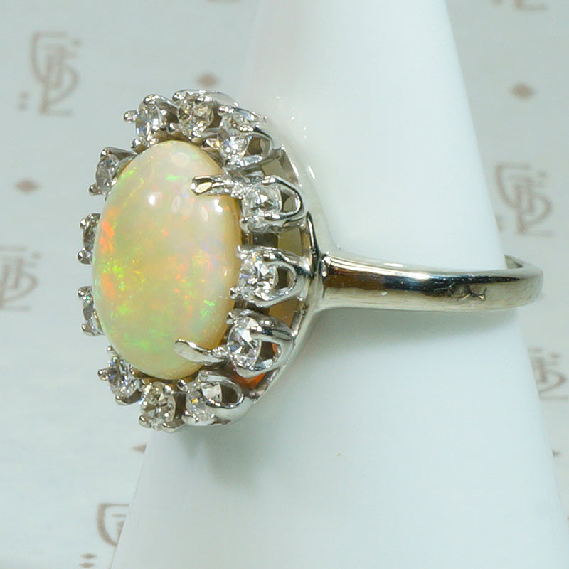 Kaleidoscope of Color Opal and Diamond Ring