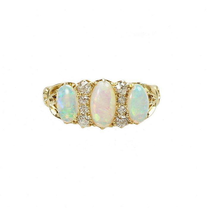 Fiery Opal and Diamond Vintage Ring