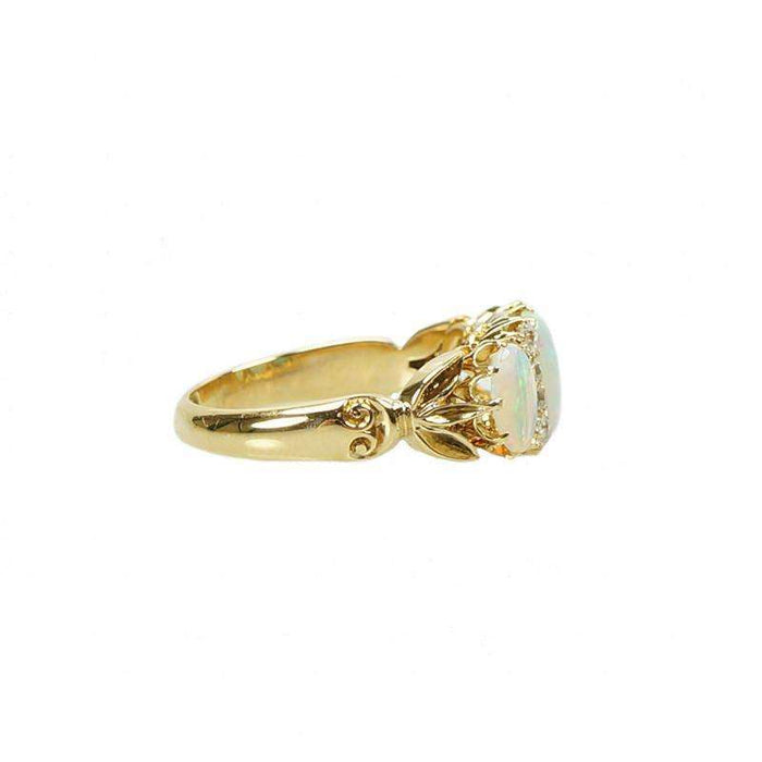 Fiery Opal and Diamond Vintage Ring