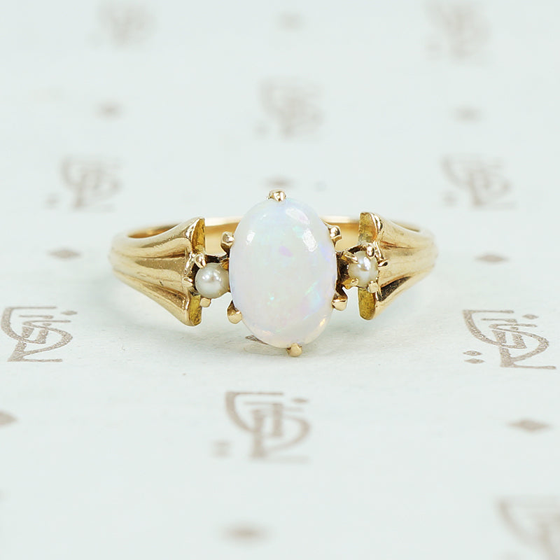 opal and pearl vintage gold ring