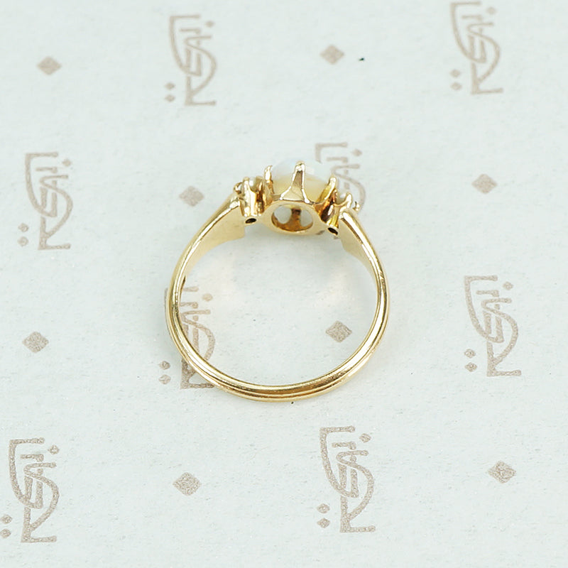 opal and pearl vintage gold ring back view
