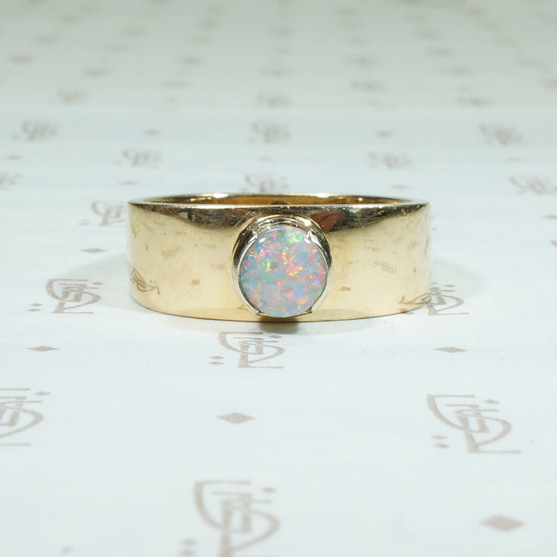 Modernist Opal set Gold Band