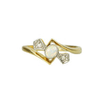 Unique Vintage 1915 Opal and Diamond Ring - Gem Set Love