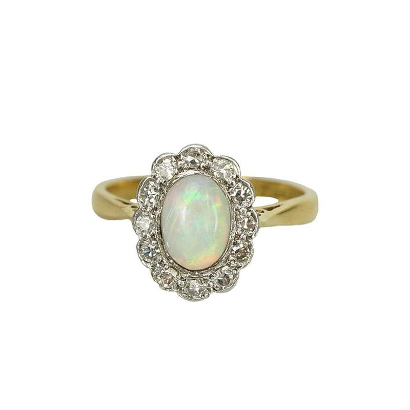 Vintage 1915 Opal and Diamond Ring