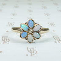 opal and diamond flower ring antique