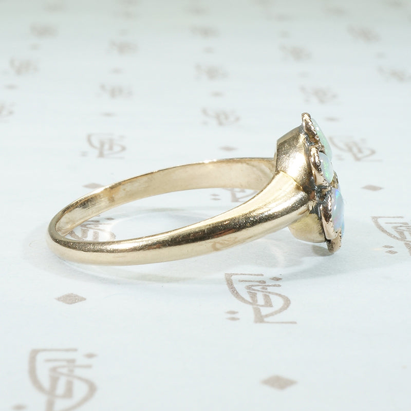 Antique Opal Flower Rose Gold Ring