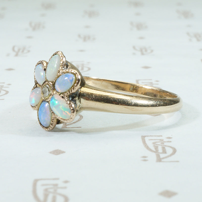 Antique Opal Flower Rose Gold Ring