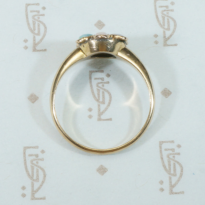 Antique Opal Flower Rose Gold Ring