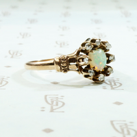 Rose Cut Diamonds and Roses with a Heart Shaped Opal