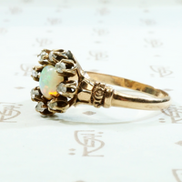 Rose Cut Diamonds and Roses with a Heart Shaped Opal