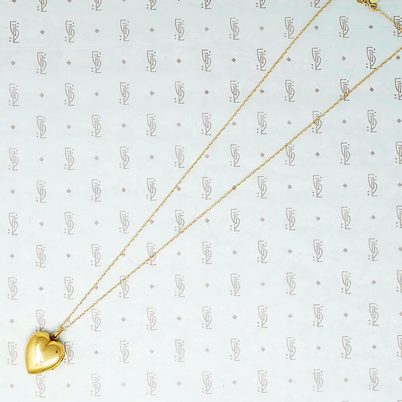 Vintage Gold Puffy Heart Locket with an Opal
