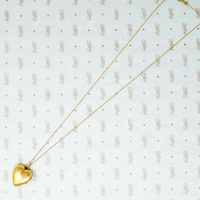 Vintage Gold Puffy Heart Locket with an Opal