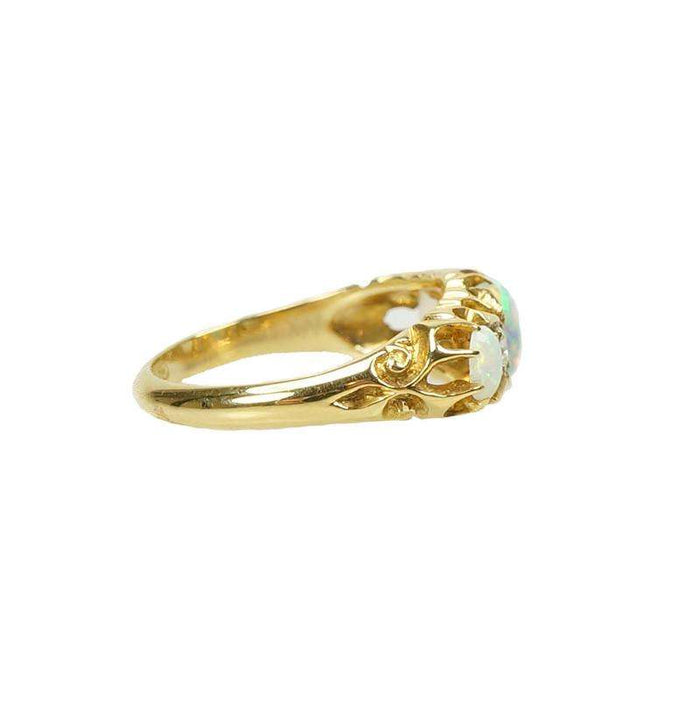 Fiery Opal and Diamond Ring in 18k