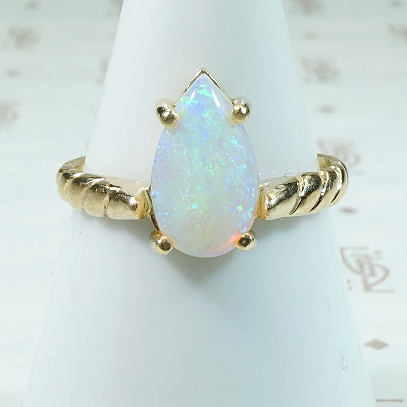 Polychromatic Vintage Opal Solitaire Ring by 720