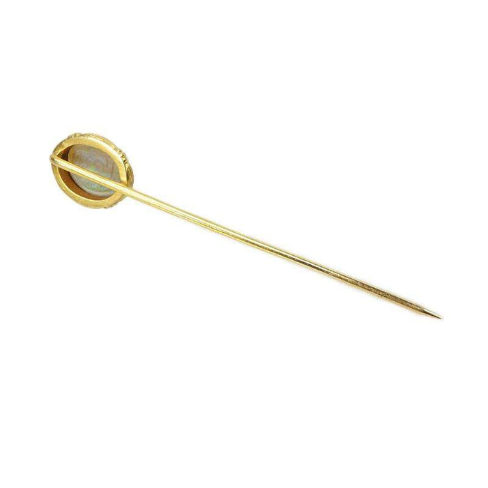 Antique Carved Opal Scarab Stick Pin in Gold