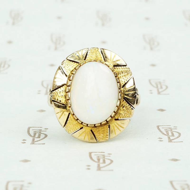 Vintage opal ring with sun design