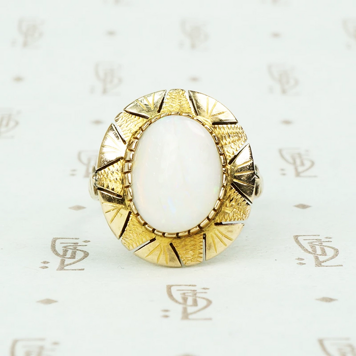 Vintage opal ring with sun design