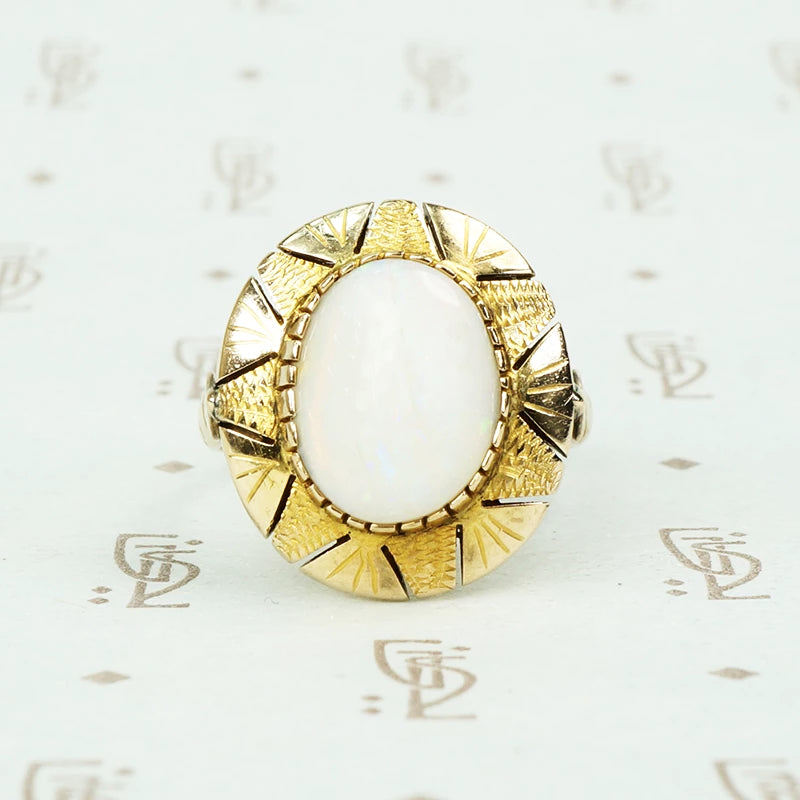 Vintage opal ring with sun design