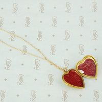 Vintage Gold Puffy Heart Locket with an Opal