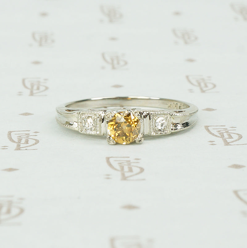 Vintage OEC Cognac Diamond Engagement Ring