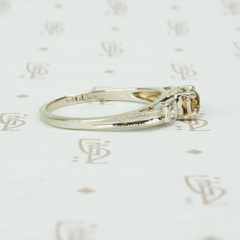 Vintage OEC Cognac Diamond Engagement Ring