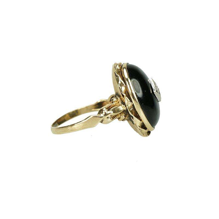 Signed Otsby and Barton Onyx Deco Ring - Gem Set Love
