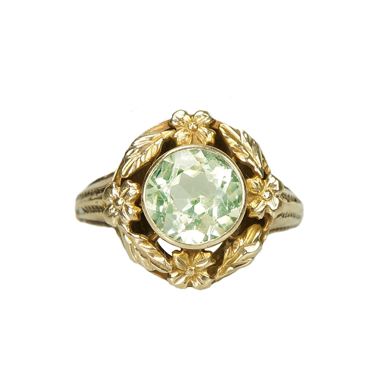 Otsby and Barton Yellow Gold Floral Ring - Gem Set Love