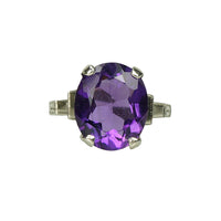 Art Deco White Gold and Amethyst Ring - Gem Set Love
