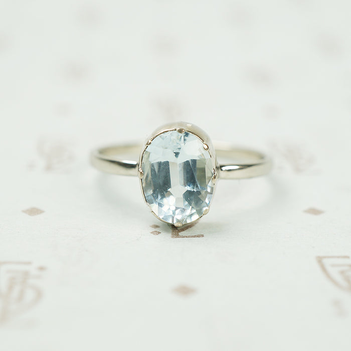 The Oval Aquamarine Ring in Recycled White Gold