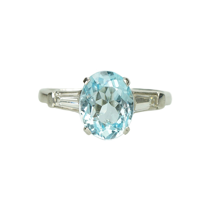 Vintage Aquamarine and Diamond Engagement Ring