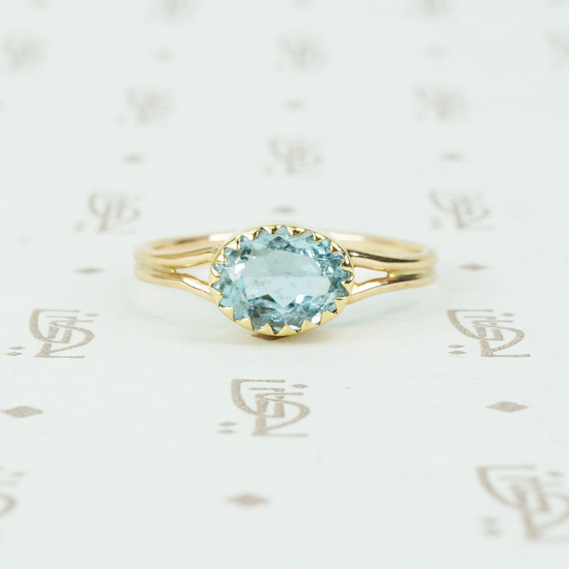 14k recycled gold oval aquamarine ring