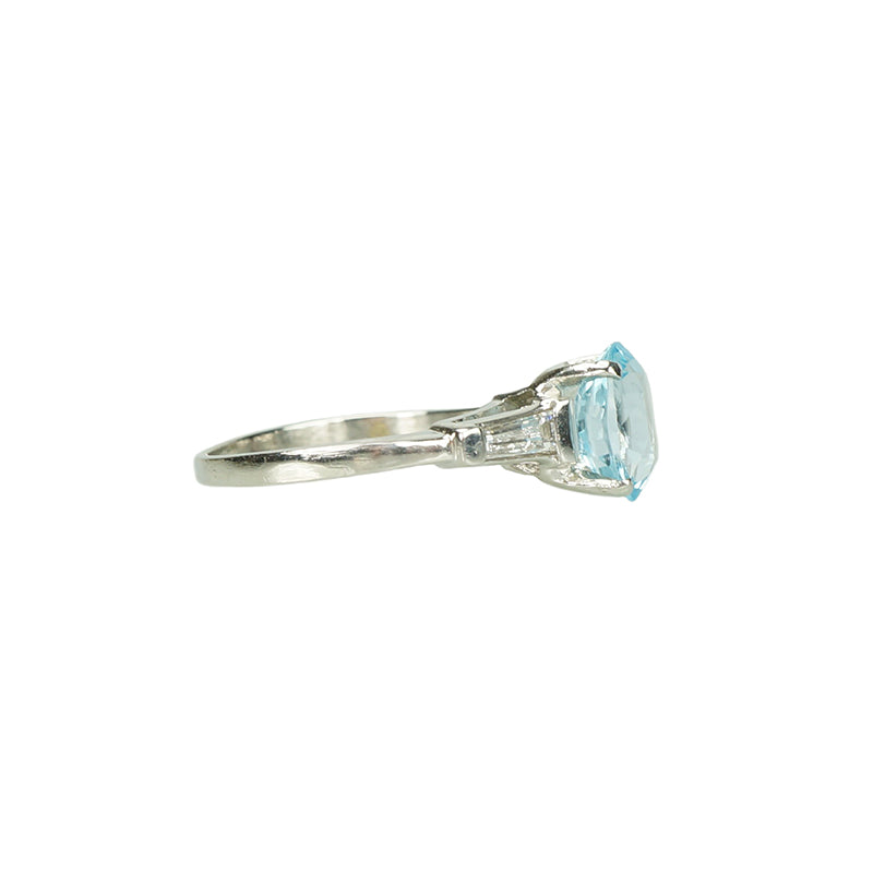 Vintage Aquamarine and Diamond Engagement Ring
